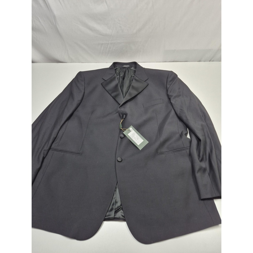 Zanieri Tuxedo Suit Jacket Mens 50 Long Black Wool Zignone Super 100s Italy
